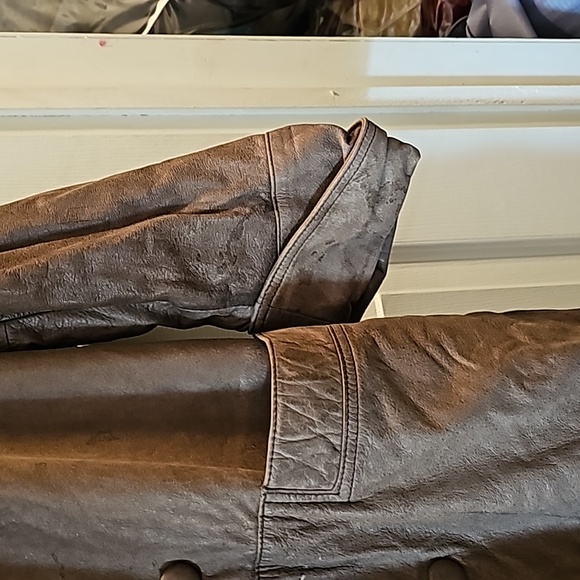 Leather coat, VINTAGE! Long leather coat. Brown. Pelle Studio. - Picture 4 of 10